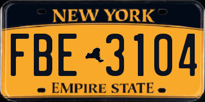 NY license plate FBE3104