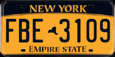 NY license plate FBE3109