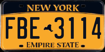 NY license plate FBE3114