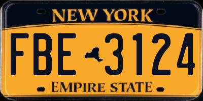 NY license plate FBE3124
