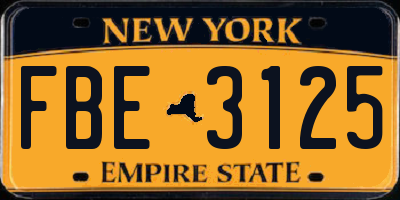 NY license plate FBE3125