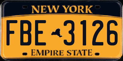 NY license plate FBE3126