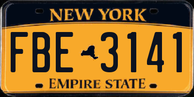 NY license plate FBE3141