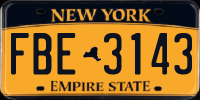 NY license plate FBE3143
