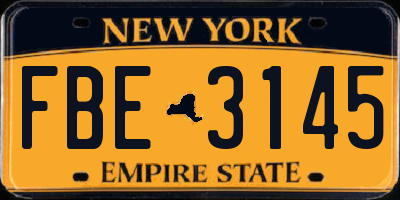 NY license plate FBE3145