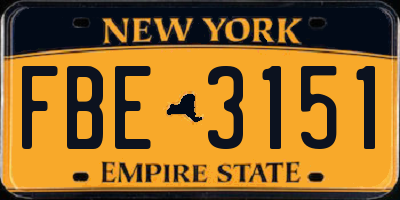 NY license plate FBE3151