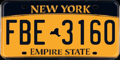 NY license plate FBE3160