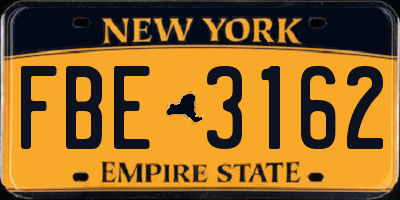 NY license plate FBE3162