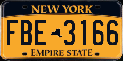 NY license plate FBE3166