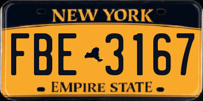 NY license plate FBE3167
