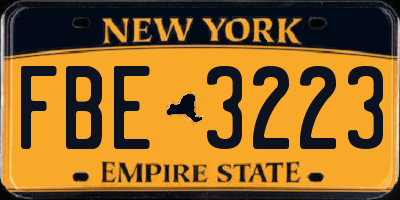 NY license plate FBE3223