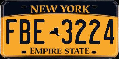 NY license plate FBE3224