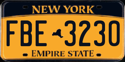 NY license plate FBE3230