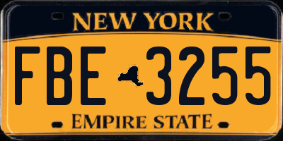 NY license plate FBE3255