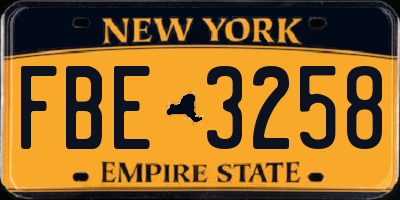 NY license plate FBE3258