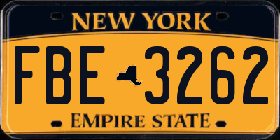 NY license plate FBE3262