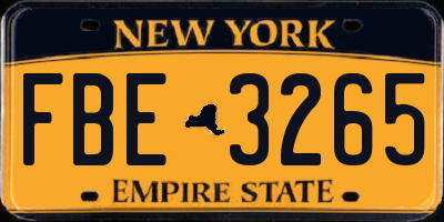 NY license plate FBE3265