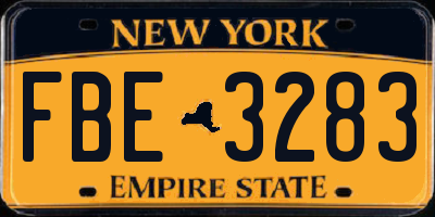 NY license plate FBE3283