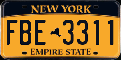 NY license plate FBE3311