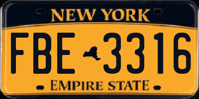 NY license plate FBE3316