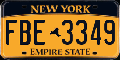 NY license plate FBE3349