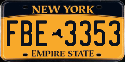 NY license plate FBE3353
