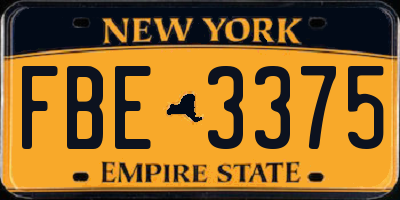 NY license plate FBE3375