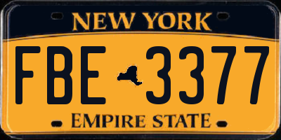 NY license plate FBE3377