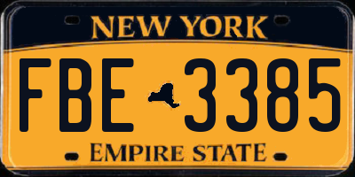 NY license plate FBE3385