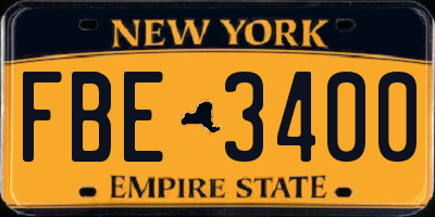 NY license plate FBE3400