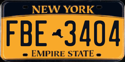 NY license plate FBE3404