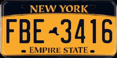 NY license plate FBE3416