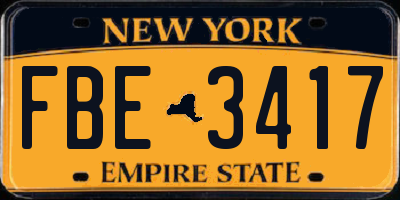 NY license plate FBE3417