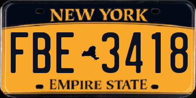 NY license plate FBE3418