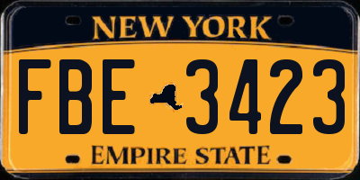NY license plate FBE3423