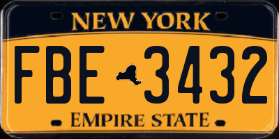 NY license plate FBE3432