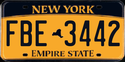 NY license plate FBE3442