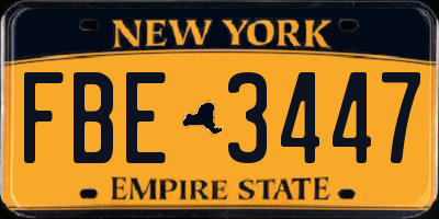 NY license plate FBE3447