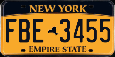 NY license plate FBE3455