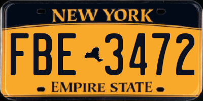 NY license plate FBE3472