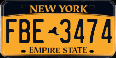 NY license plate FBE3474