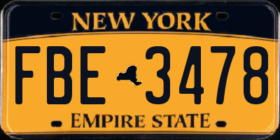 NY license plate FBE3478