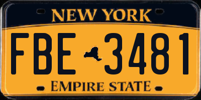 NY license plate FBE3481