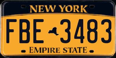 NY license plate FBE3483