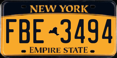 NY license plate FBE3494