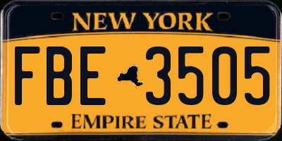NY license plate FBE3505