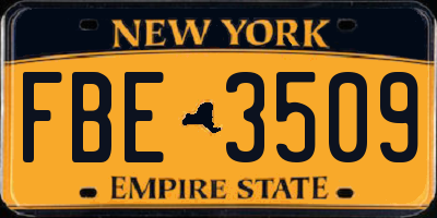 NY license plate FBE3509
