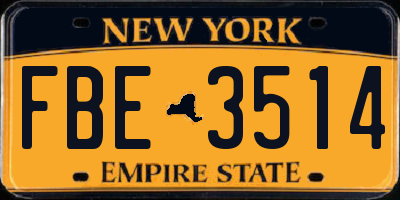 NY license plate FBE3514