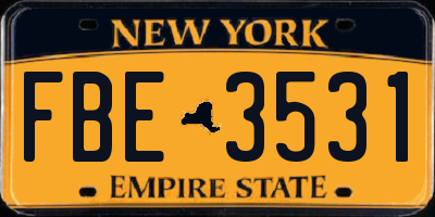 NY license plate FBE3531