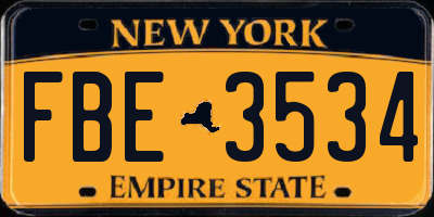 NY license plate FBE3534